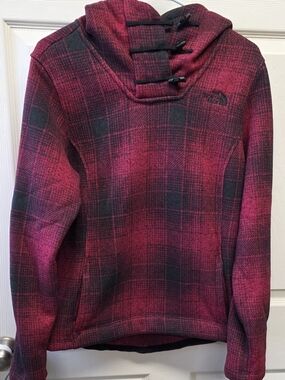 The North Face Red Plaid Fleece Pullover Hoodie